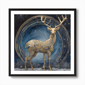 Deer In The Night Art Print