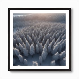 Aerial View Of Snowy Forest 12 Art Print