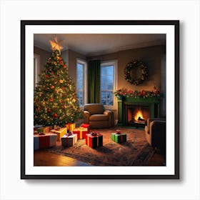 Christmas Tree In The Living Room 18 Art Print