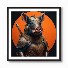 Knight Pig Art Print