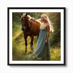 Girl And A Horse Art Print Art Print