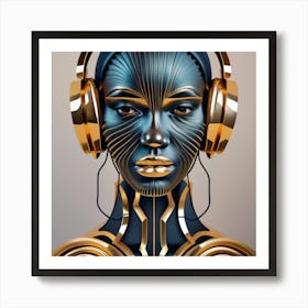Futuristic Woman With Headphones 10 Art Print