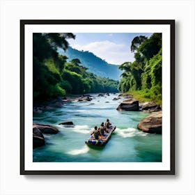 Picture Yourself On The Brink Of A Vast Pale Blue River Its Surface Shimmering With Excitement Art Print