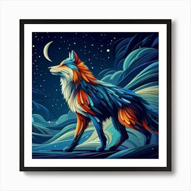 Fox At Night Art Print