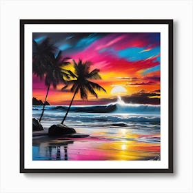 Sunset At The Beach 4 Art Print