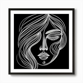 Portrait Of A Woman With Long Hair 1 Art Print