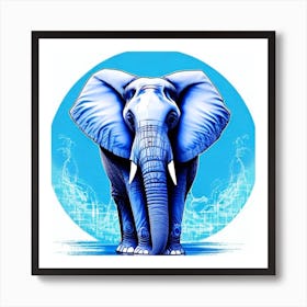 Blue Elephant 2 Art Print