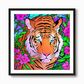 Stained Glass Tiger 1 Art Print