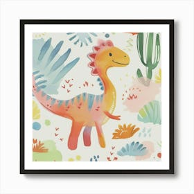 Cute Spinosaurus Dinosaur Watercolour Style 4 Art Print