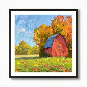 Red Barn In Fall Art Print