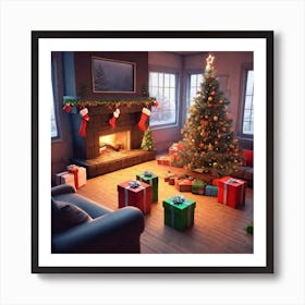 Christmas In The Living Room 31 Art Print