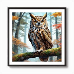 Owl In The Forest 197 Art Print