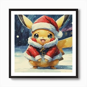 Christmas Pikachu Art Print
