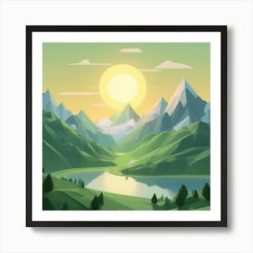 Firefly An Illustration Of A Beautiful Majestic Cinematic Tranquil Mountain Landscape In Neutral Col (44) Art Print