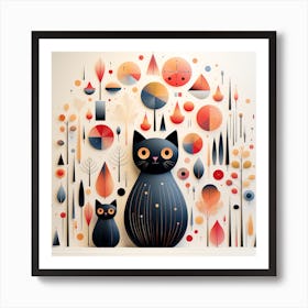 Abstract Cat Illustration Affiche