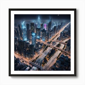 Cityscape At Night Art Print