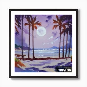 Palm Trees On The Beach Art Print