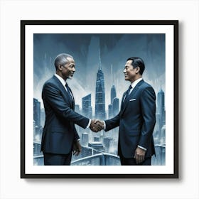 Two Men Shaking Hands 1 Art Print