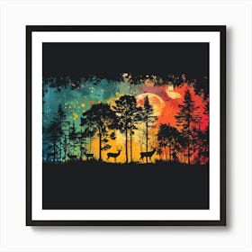 Deer In The Forest 1 Art Print