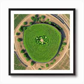 Aerial View Of A Circular Maze 1 Art Print