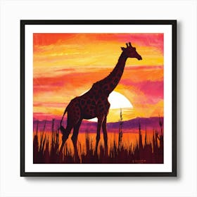 Sunset Giraffe 1 Art Print