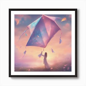 Dreamy Portrait Of A Cute Kite In Magical Scenery, Pastel Aesthetic, Surreal Art, Hd, Fantasy, Fairy Art Print