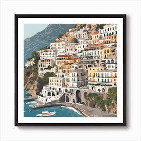 273632 Amalfi Coast, Italy Illustration Art Print Art Print