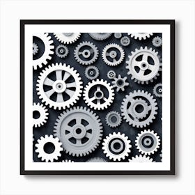 Gears On A Black Background 28 Art Print