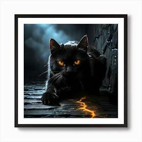 Leonardo Diffusion Xl A Pure Black Wall And A Black Cat With G 0 Upscayl 4x Realesrgan X4plus Anime Art Print