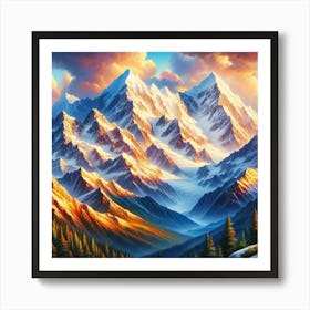 Mountains At Sunset 1 Art Print