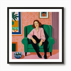 Woman In A Green Chair Art Print