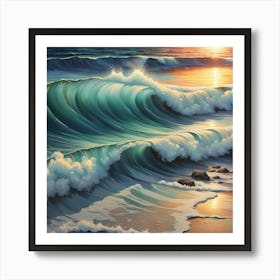 Sunset At The Beach Art Print