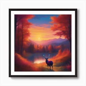 Deer In The Forest 2 Art Print