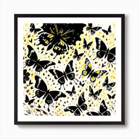 Black And Yellow Butterflies 2 Art Print