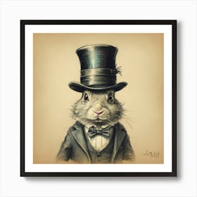 Rabbit In Top Hat 9 Art Print