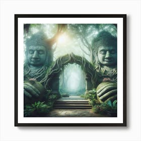 Buddhist Temple paintings art print Art Print