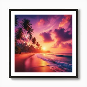 Sunset On The Beach 2 Art Print