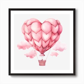 Pink Heart Hot Air Balloon 3 Art Print