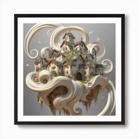 Mountain village sea waves tsunami 14 Art Print