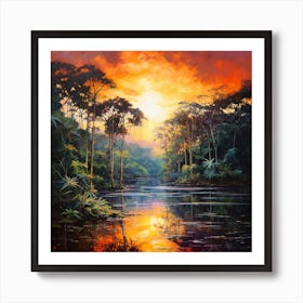 Sunset In The Jungle 3 Art Print