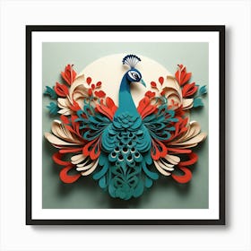 Minimalist, Peacock Art Print