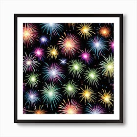 Fireworks On A Black Background 8 Art Print