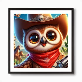 Cowboy Owl 1 Art Print