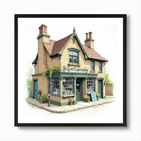 Watercolor Of The The Old Curiosity Shop In London, Capturing Its Quaint Charm And Historic Significance Art Print