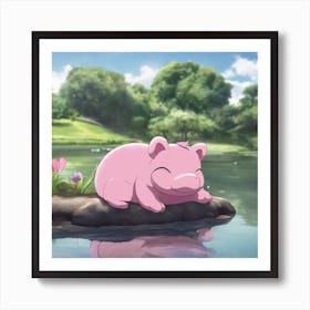 Sleeping Pig Art Print