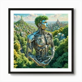 Robot In The City Art Print