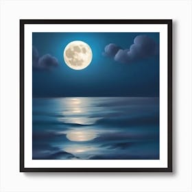 Full Moon Over The Sea Art Print