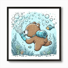 Teddy Bear Underwater 1 Art Print