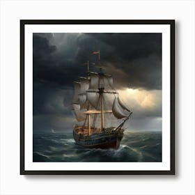 Ship In Stormy Sea.10 Art Print