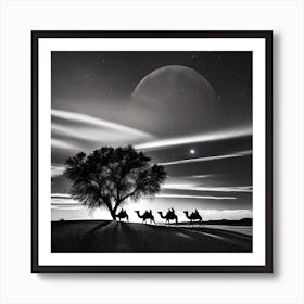 Camels In The Desert 8 Art Print